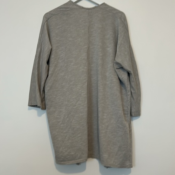 Donni Gray Striped Open Front Cardigan, One Size Fits All - Picture 6 of 9